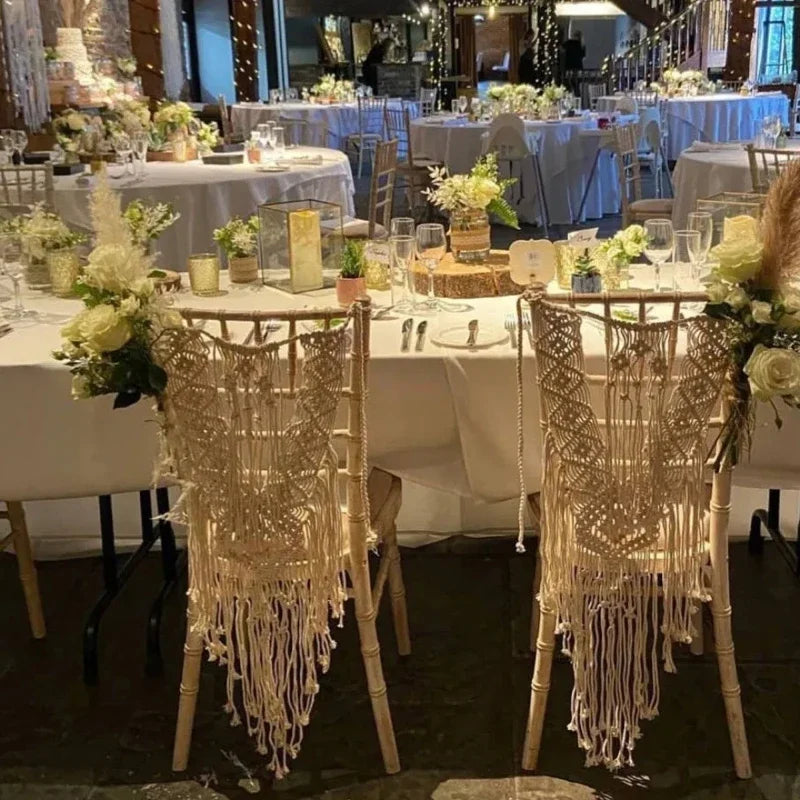 Boho Macrame Chair Back Cover – Wedding & Nursery Wall Decor Macrame Chair Cover PLUSH