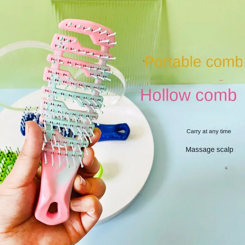 Gradient Hollow Detangling Hair Brush & Scalp Massage Comb Detangling Hair Brush PLUSH