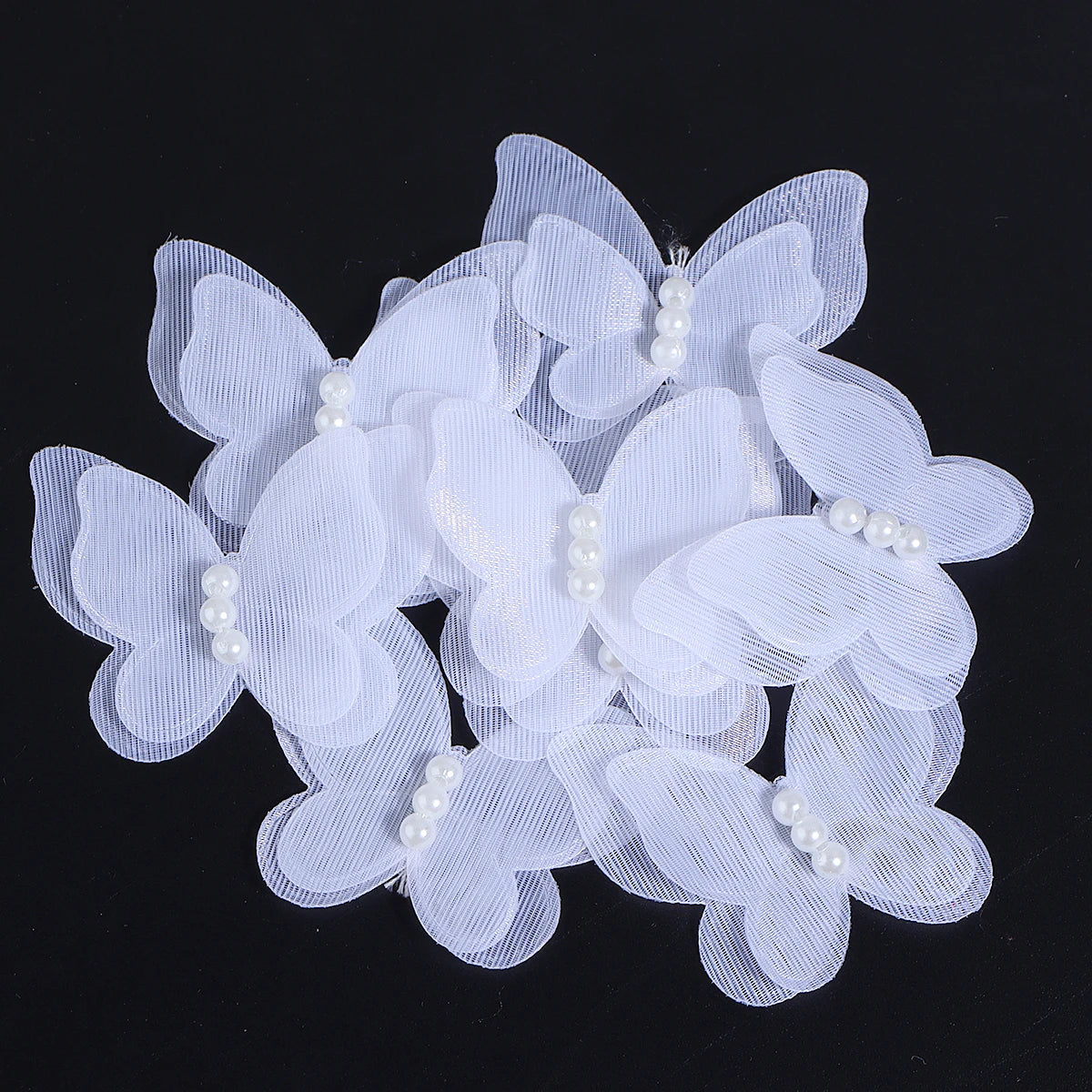 10pcs 3D Lace Butterfly Appliqués – DIY Sewing Craft Patches Fabric Appliqué Patch PLUSH White