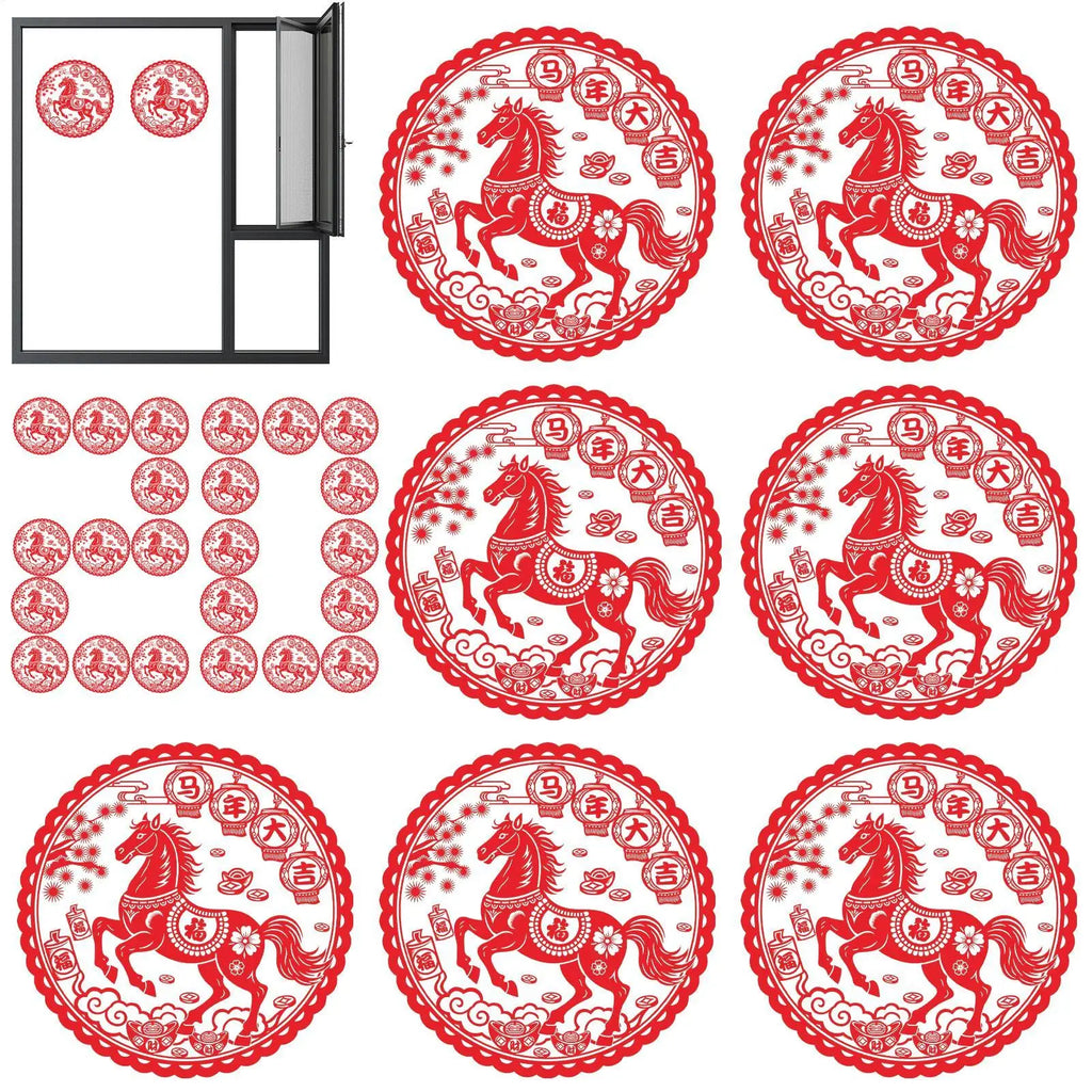 20pcs Chinese New Year Window Stickers – Reusable PVC Decals Window Cling Stickers PLUSH