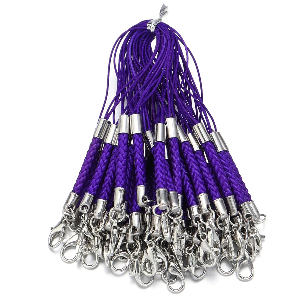 10pcs Braided Keychain Lanyard Cords with Lobster Clasps DIY Keychain Lanyard Cord PLUSH purple 9cm