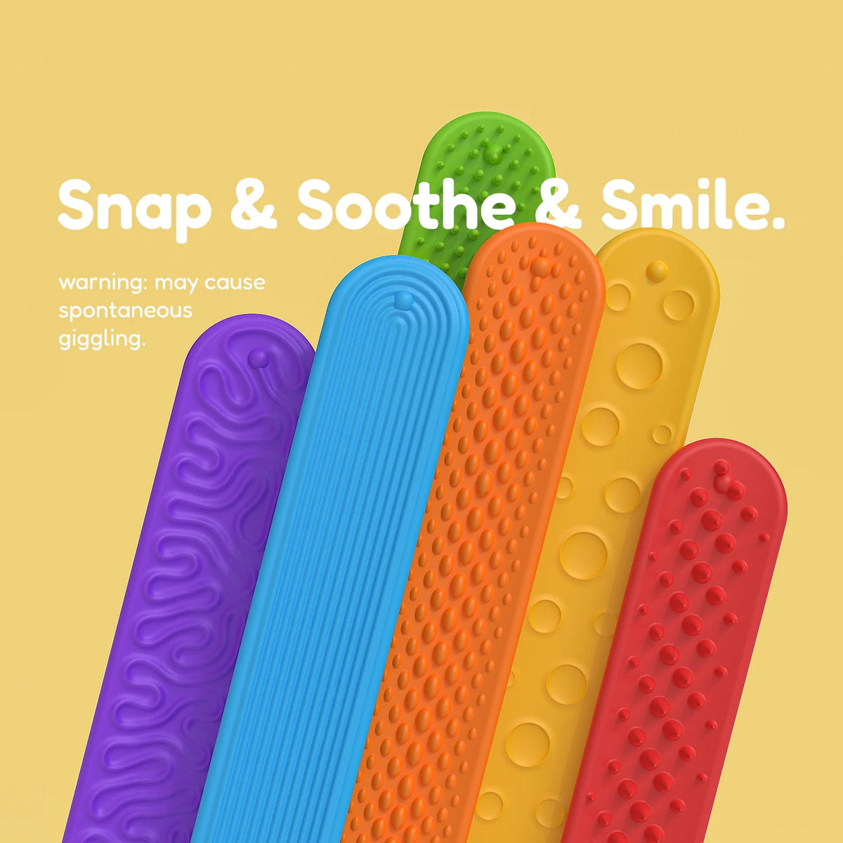 Textured Silicone Fidget Slap Bracelets – 6-Pack Sensory Toys Fidget Sensory Bracelet PLUSH