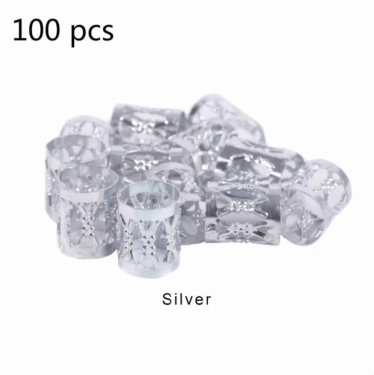 50-100pcs Dreadlock Hair Rings Bead Cuffs – Mixed Color Hair Braid Rings PLUSH No.5 100pcs