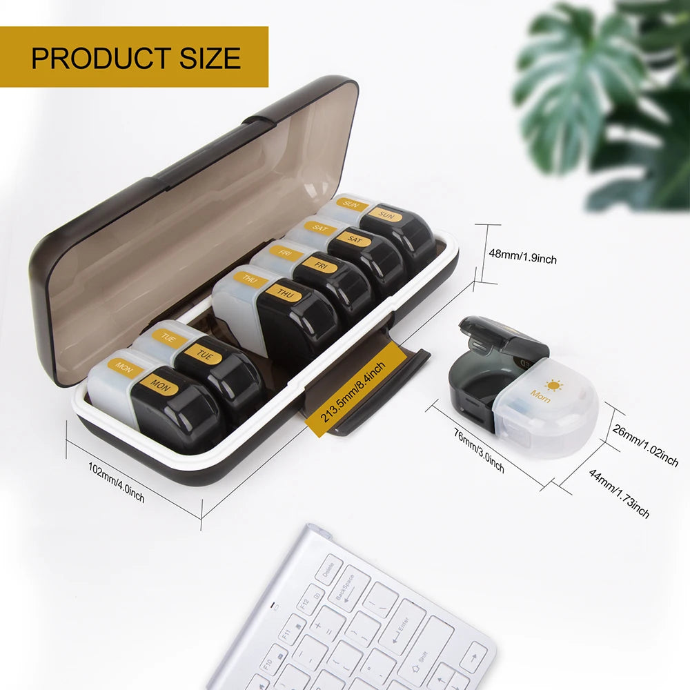 Weekly Pill Organizer AM PM – 7-Day Travel Pill Box Case Pill Organizer PLUSH