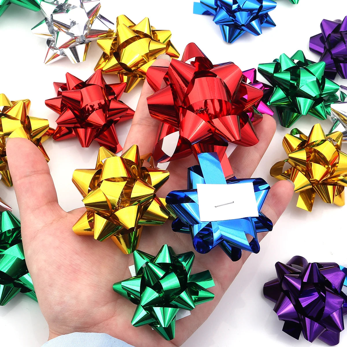 20pcs Self-Adhesive Ribbon Bows Star Flower Gift Wrapping Ribbon Gift Bows PLUSH