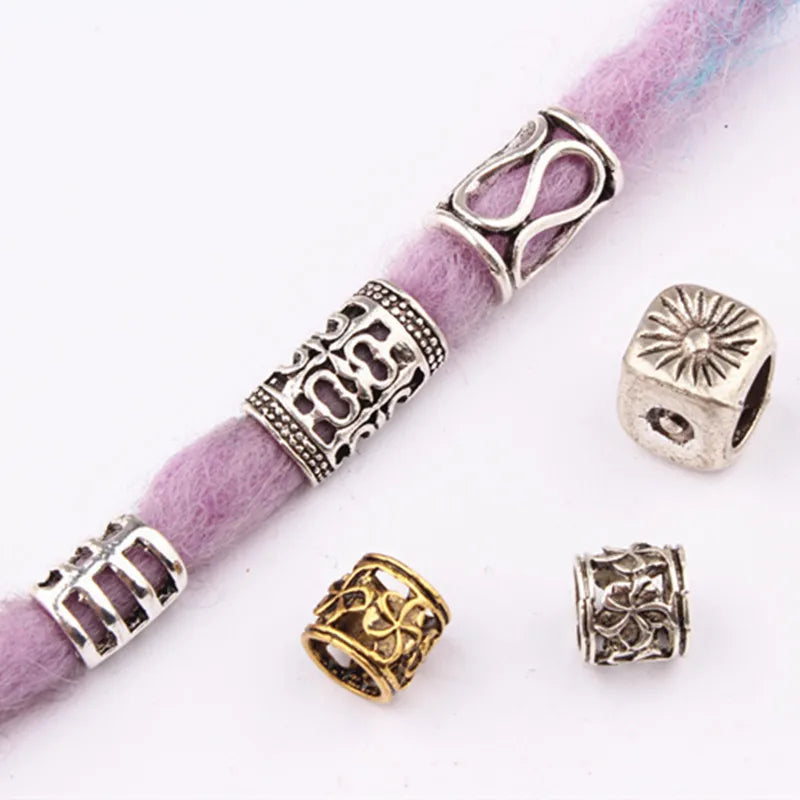 5pcs Metal Dreadlock Bead Cuffs Hair Braid Rings 3D Charms Dreadlock Hair Beads PLUSH
