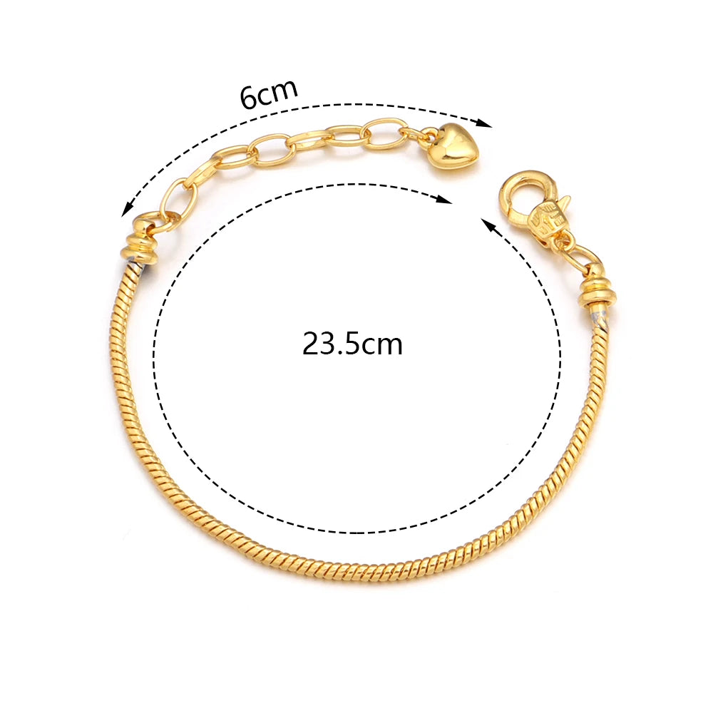 Metal Snake Chain Bracelet Blank with Heart Drop Extender Bracelet Blank PLUSH