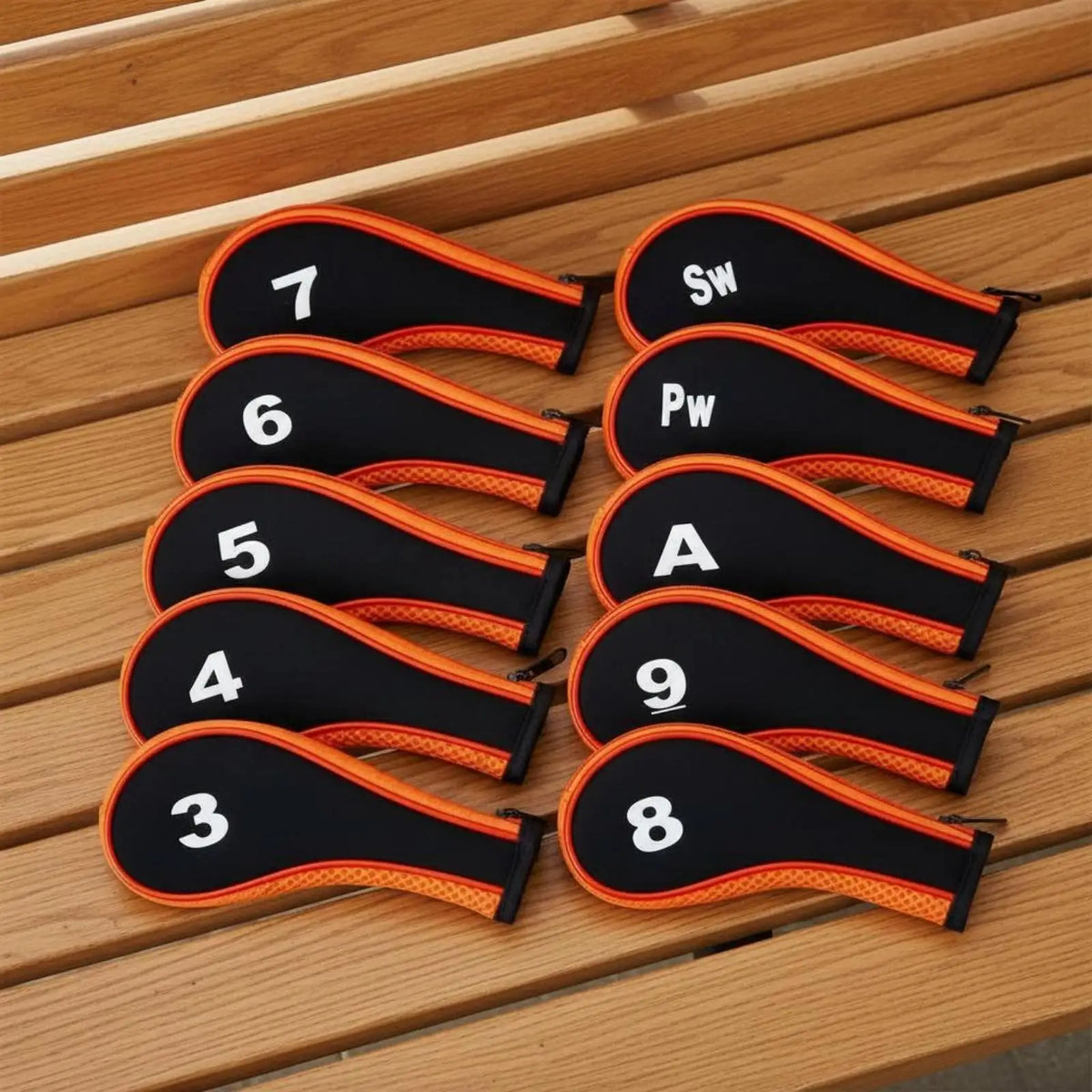 Golf Iron Headcovers 12-Piece Set | Zippered Neoprene Protectors Golf Iron Headcovers PLUSH