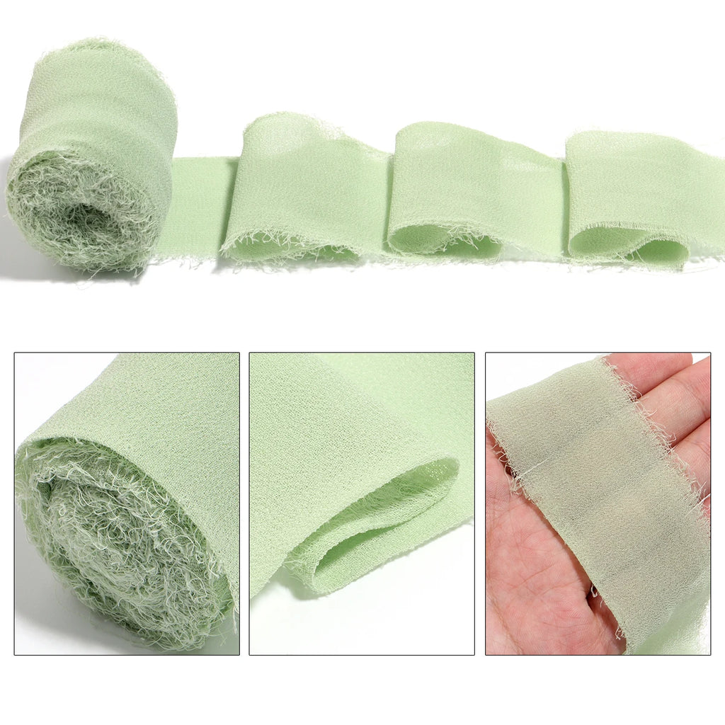 5m Frayed Edge Chiffon Satin Ribbon 4cm – Wedding & Gift DIY Craft Ribbon PLUSH