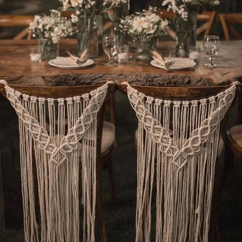Boho Macrame Chair Back Cover – Wedding & Nursery Wall Decor Macrame Chair Cover PLUSH
