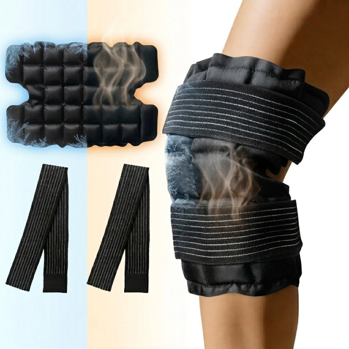 Reusable Knee Hot Cold Therapy Wrap – SAP Gel Cooling Pad Hot Cold Therapy Wrap PLUSH Black