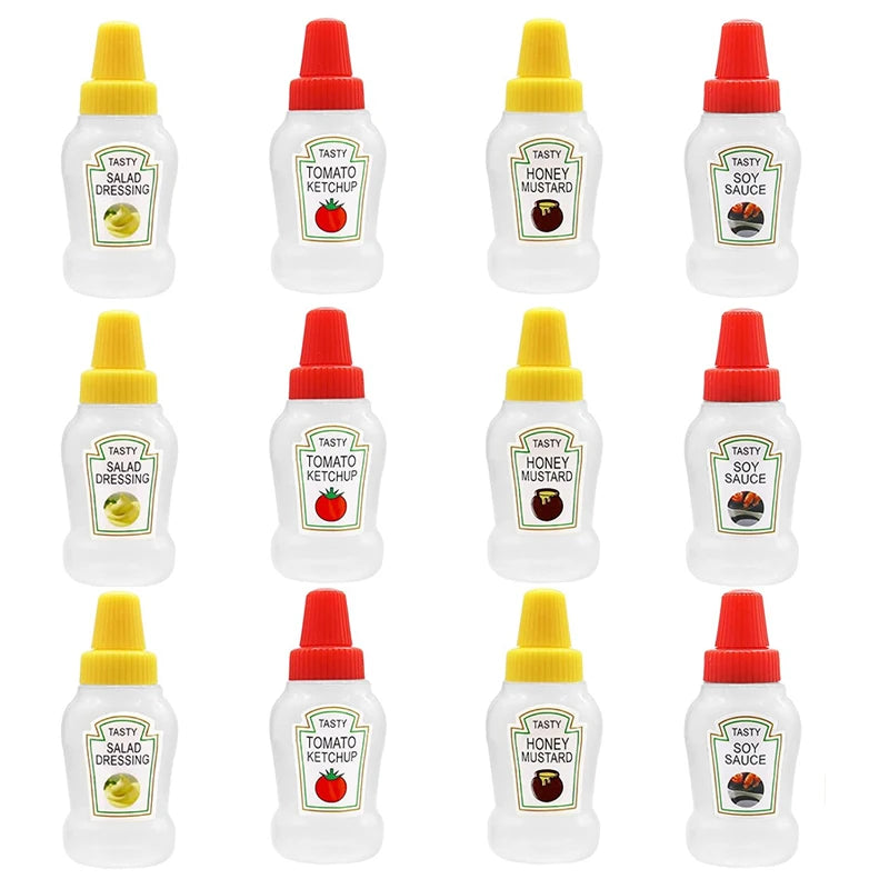 Mini Condiment Squeeze Bottles 4/8/12pcs – Sauce Dispensers Condiment Squeeze Bottles PLUSH 12PCS