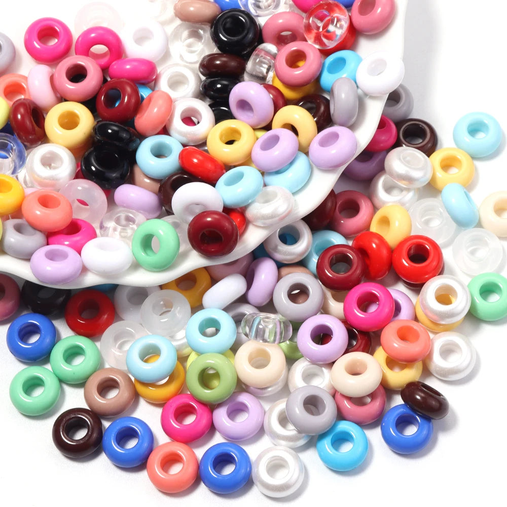 50pcs 11mm Multicolor Acrylic Donut Spacer Beads | DIY Jewelry Acrylic Spacer Beads PLUSH
