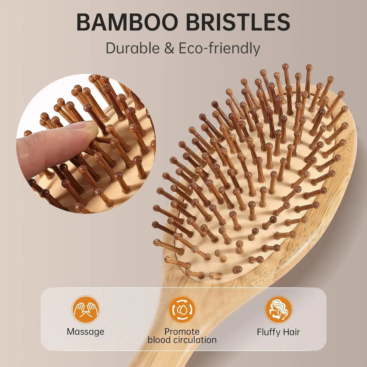 Bamboo Paddle Hair Brush – Detangler & Scalp Massager Bamboo Paddle Brush PLUSH