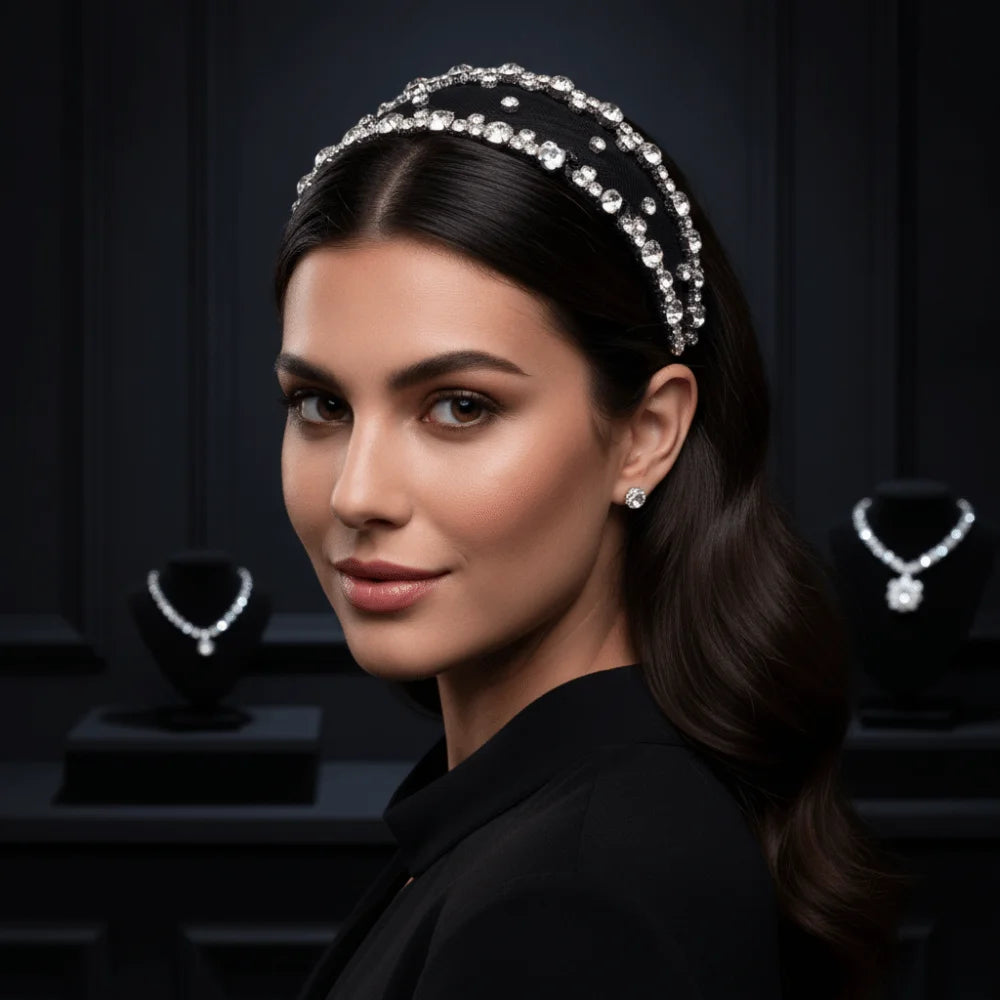 Luxury Rhinestone Wedding Tiara Headband | Baroque Hairband Bridal Tiara Headband PLUSH