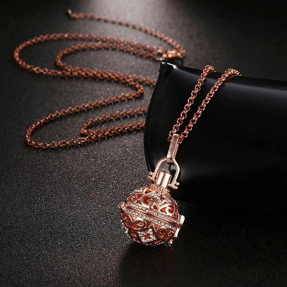 Angel Caller Harmony Ball Locket Pendant Necklace – Chime Bell Pendant Necklace PLUSH