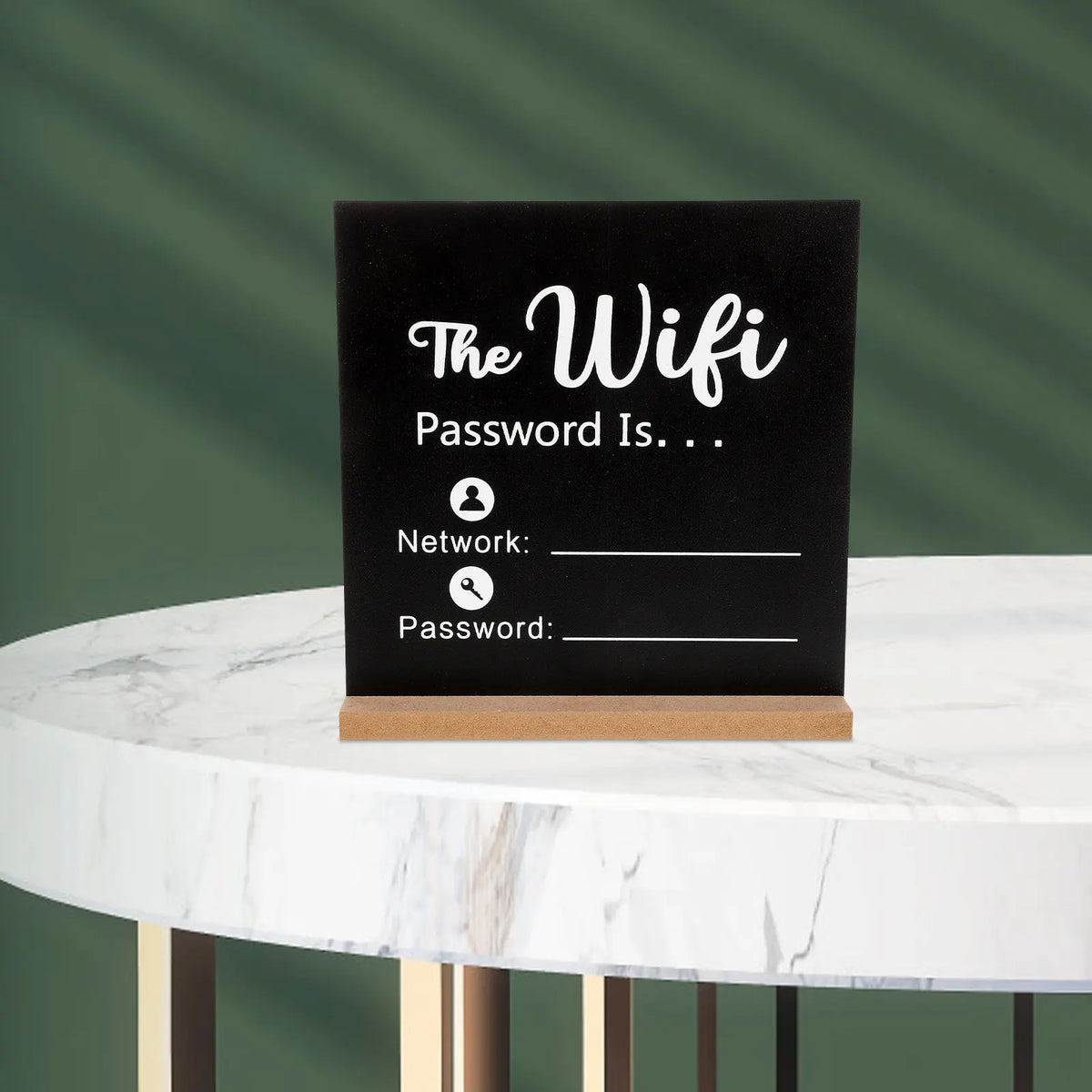 Solid Wood WiFi Password Sign – Erasable Tabletop Plaque Decorative Wood Sign PLUSH
