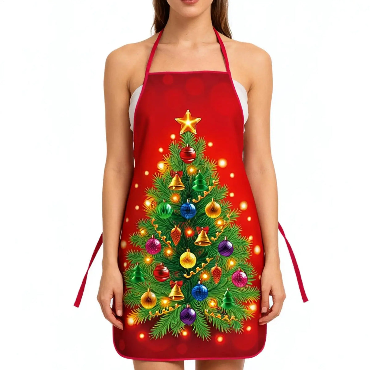 Christmas Apron Santa & Tree Design – Waterproof Holiday Cooking Holiday Cooking Apron PLUSH