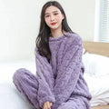 Women's Velvet Fleece Pajama Set – Warm Loose Top & Pants Pajama Set PLUSH Purple