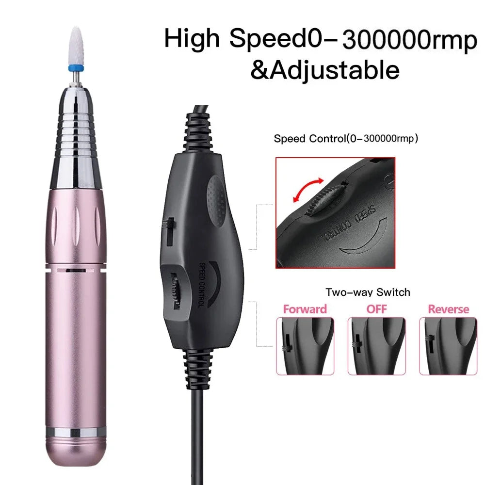 Electric Nail Drill USB Power Cord – Adjustable Speed & Direction Nail Drill Accessory PLUSH