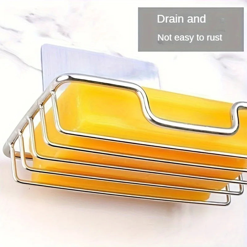 Stainless Steel Wall-Mounted Soap Dish with Drainage, Rust-Proof Wall-Mounted Soap Dish PLUSH