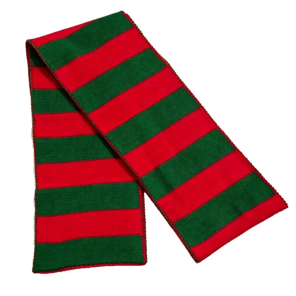 Knitted Christmas Hat & Scarf Set – Striped Snowflake Pom Holiday Knit Set PLUSH Scarf 7