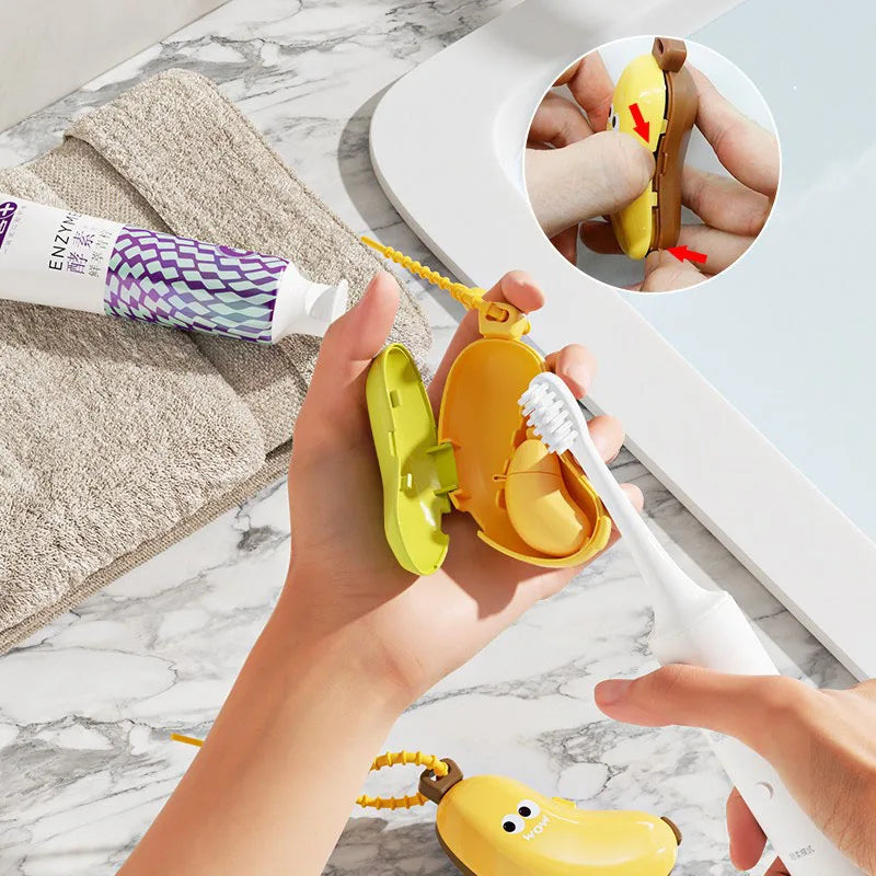 Banana Toothbrush Cap & Toothpaste Storage Box for Travel Toothbrush Travel Case PLUSH