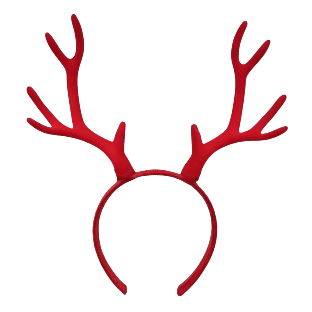 Deer Antler Headband – Realistic Christmas Hair Hoop Holiday Hair Accessory PLUSH Red