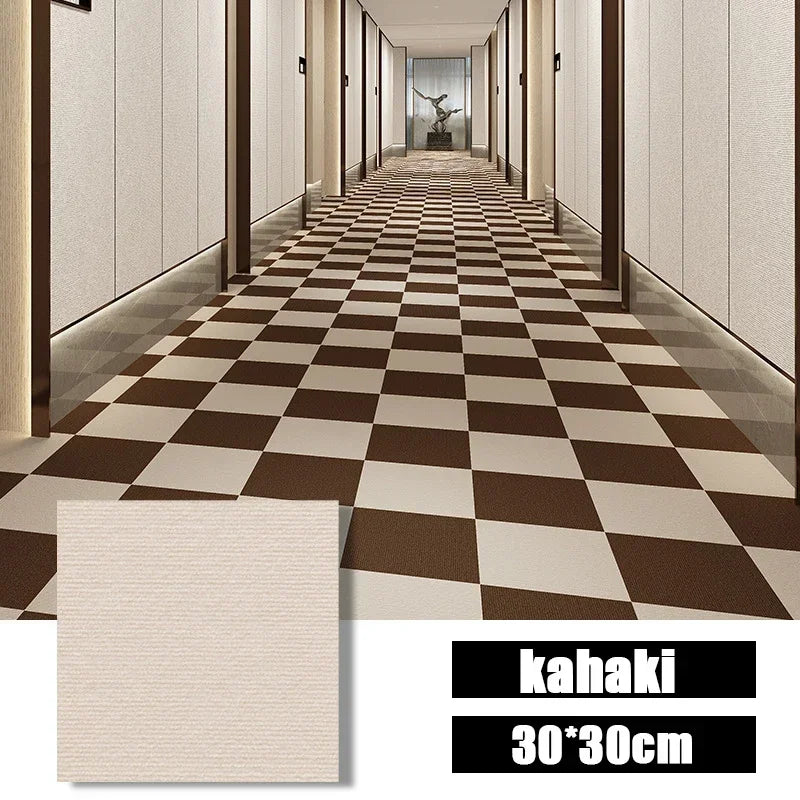 50pcs Peel & Stick Carpet Tiles 30x30cm – DIY Floor Mats Peel & Stick Carpet Tiles PLUSH Khaki-1PC 30X30CM