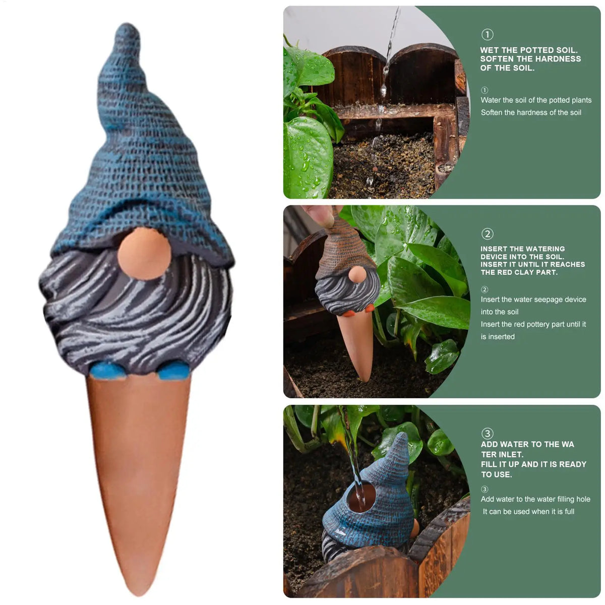 Gnome Self-Watering Spikes – Automatic Plant Irrigation 4pcs Self-Watering Spikes PLUSH