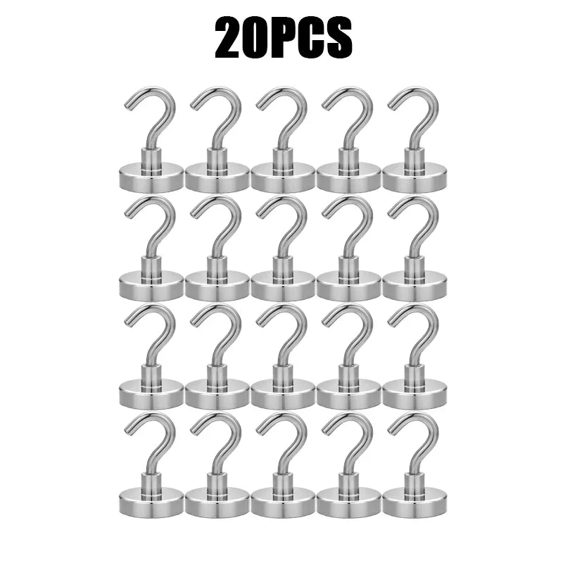 Strong Magnetic Hooks | Stainless Steel Multi-Purpose Hangers Magnetic Storage Hooks PLUSH 20PCS E12-2kg