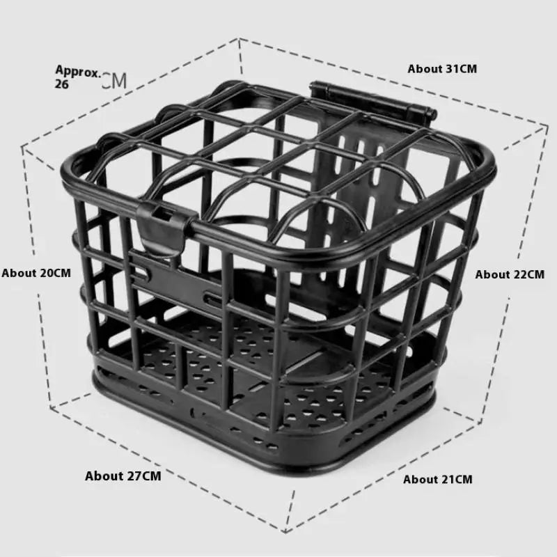 Large-Capacity Bike Front Basket with Lid | PC Plastic Bike Front Basket PLUSH black