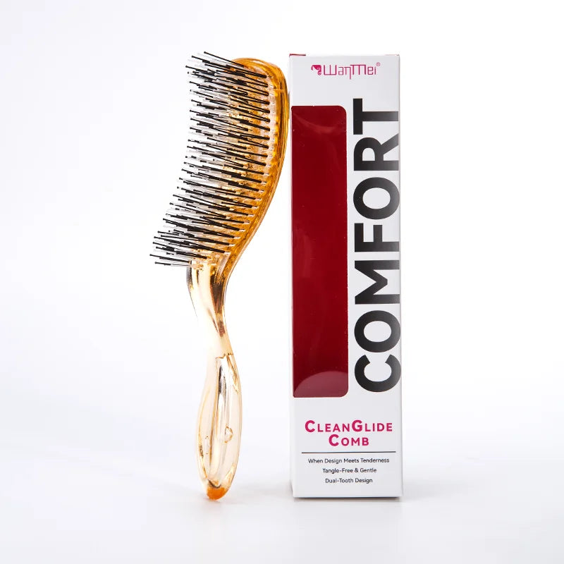 Japanese Anti-Static Hair Brush & Massage Comb Set w/ Hair Ties Hair Brush Set PLUSH golden