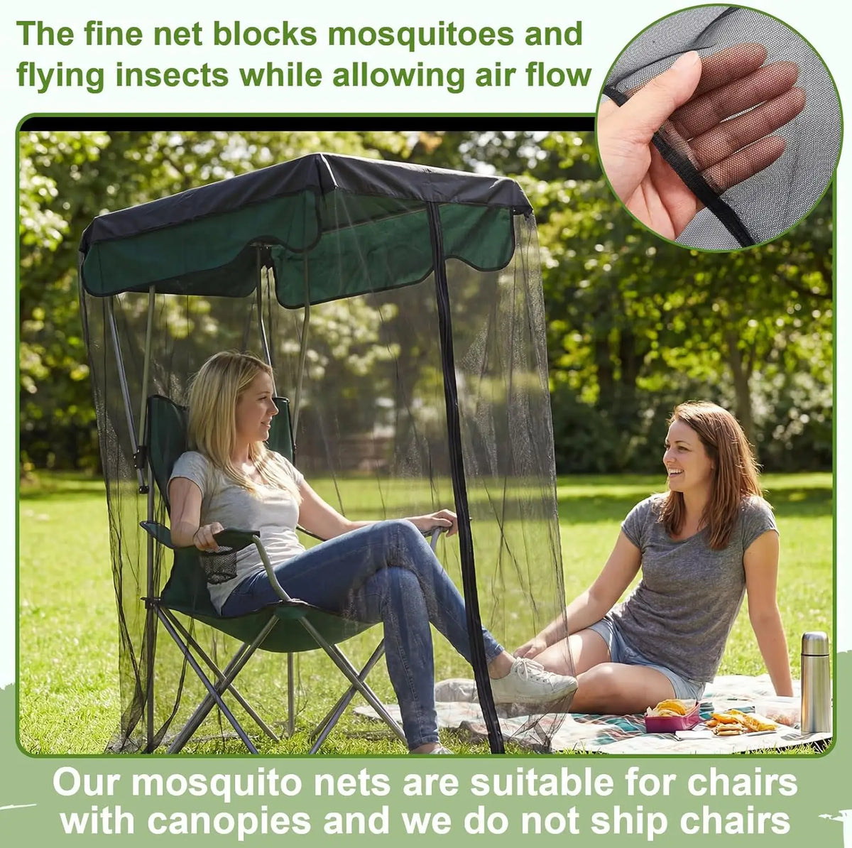 Outdoor Swing Mosquito Net – Hammock Chair Insect Screen Cover Hammock Mosquito Net PLUSH