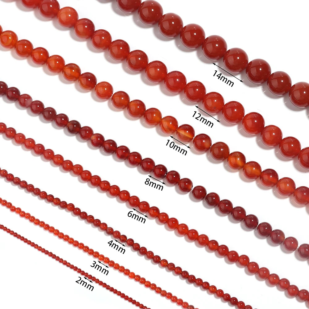 Red Agate Stone Round Spacer Beads 2–14mm | DIY Jewelry Stone Spacer Beads PLUSH