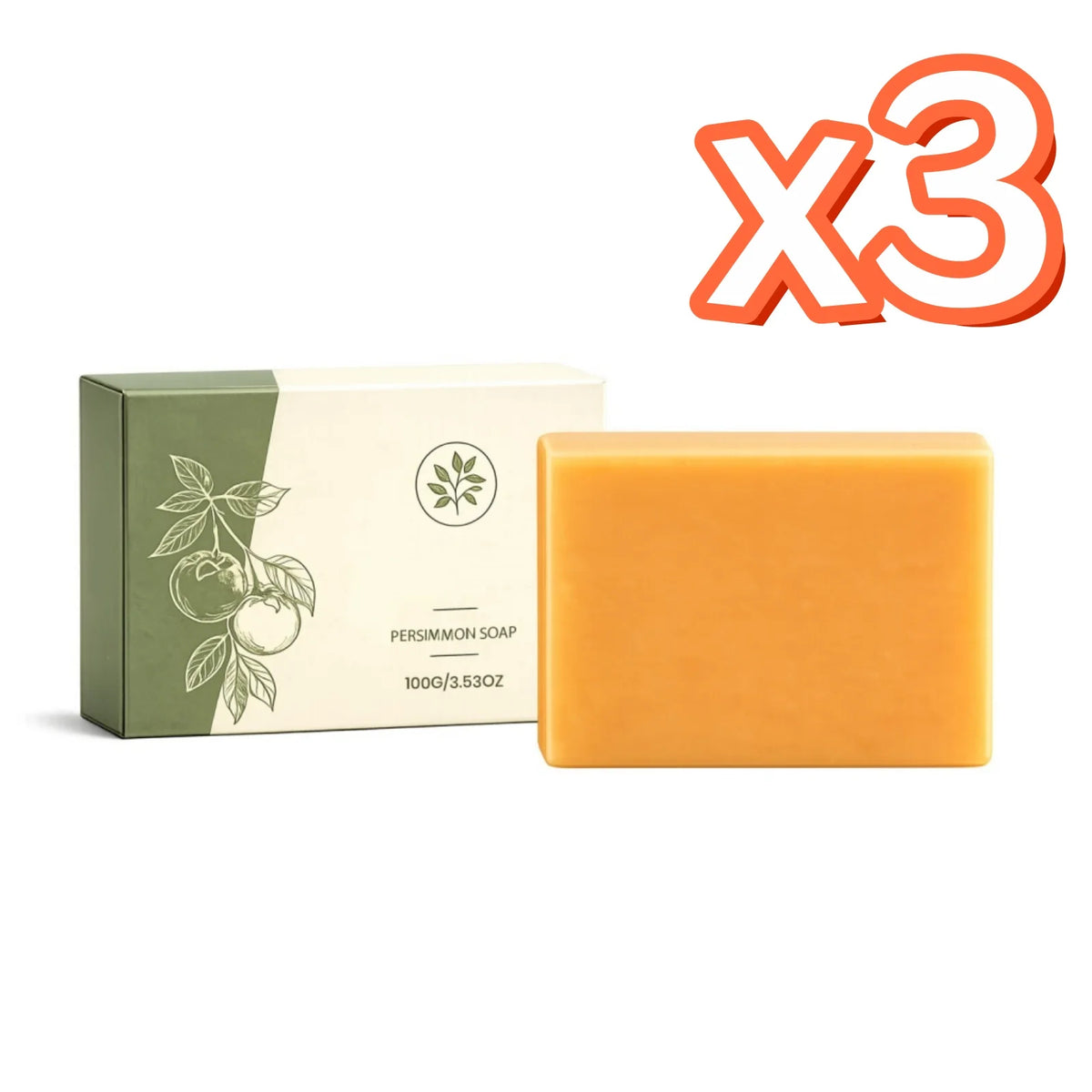 Persimmon Bath Soap Bar – Moisturizing, Deep Cleansing, Fruity Bath Soap Bar PLUSH 100G x 3