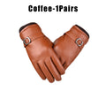 Windproof Thermal Touchscreen Leather Gloves – Winter Sports Winter Sports Gloves PLUSH Coffee 1Pairs