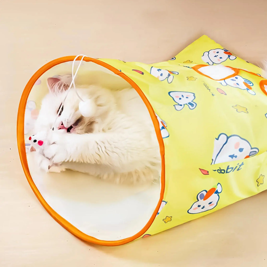 Foldable Cat Tunnel Toy with Crinkle Paper | Interactive Pet Toy Cat Tunnel Toy PLUSH