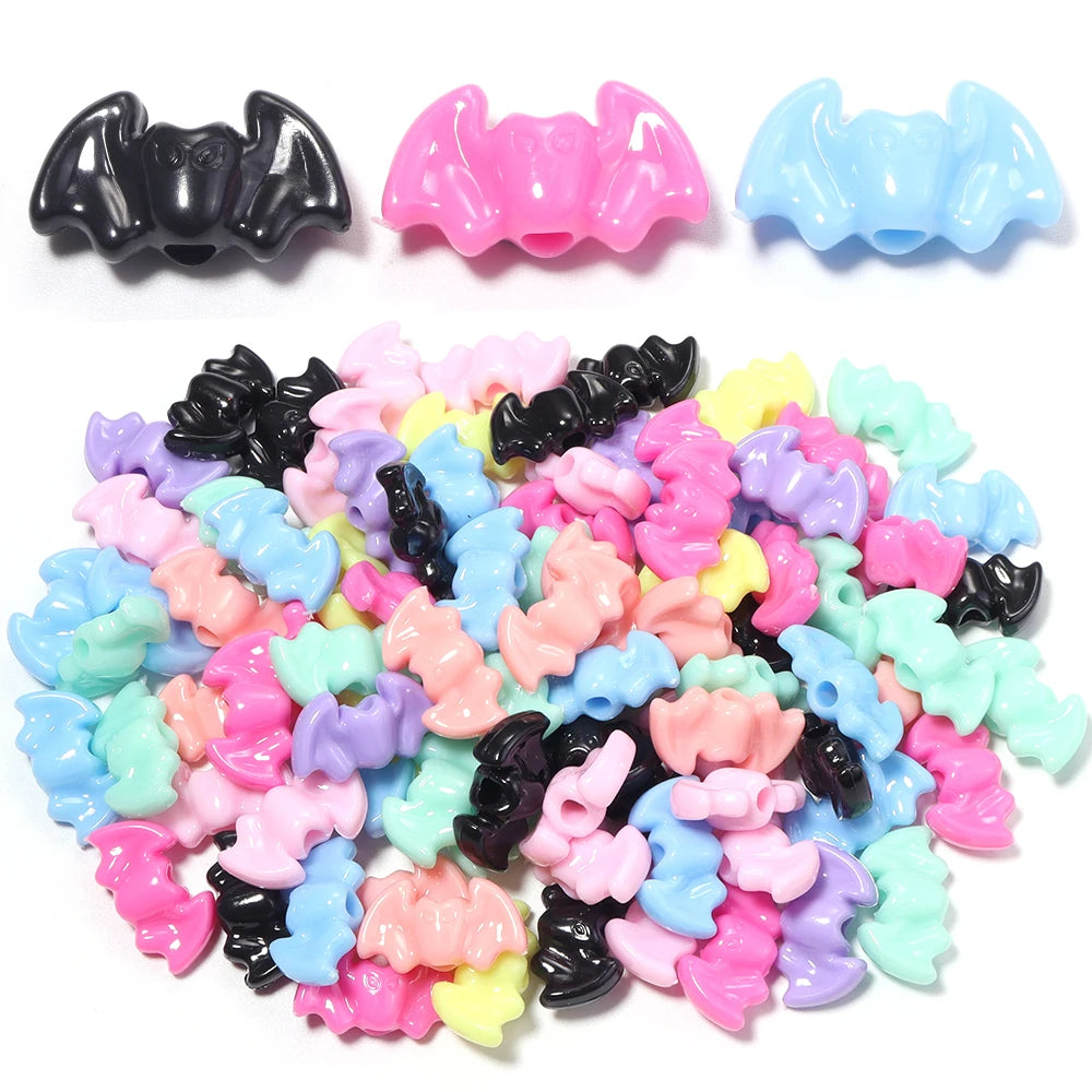 50pcs Bat Shape Plastic Spacer Beads – Halloween Jewelry Making Jewelry Making Beads PLUSH