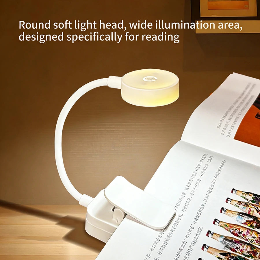 Clip-On LED Book Light USB Rechargeable Dimmable Reading Lamp Clip-On Desk Lamp PLUSH