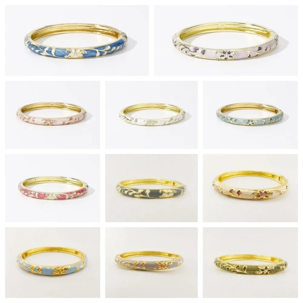 Vintage Cloisonne Enamel Floral Bangle – Ethnic Women's Bracelet Enamel Bangle Bracelet PLUSH