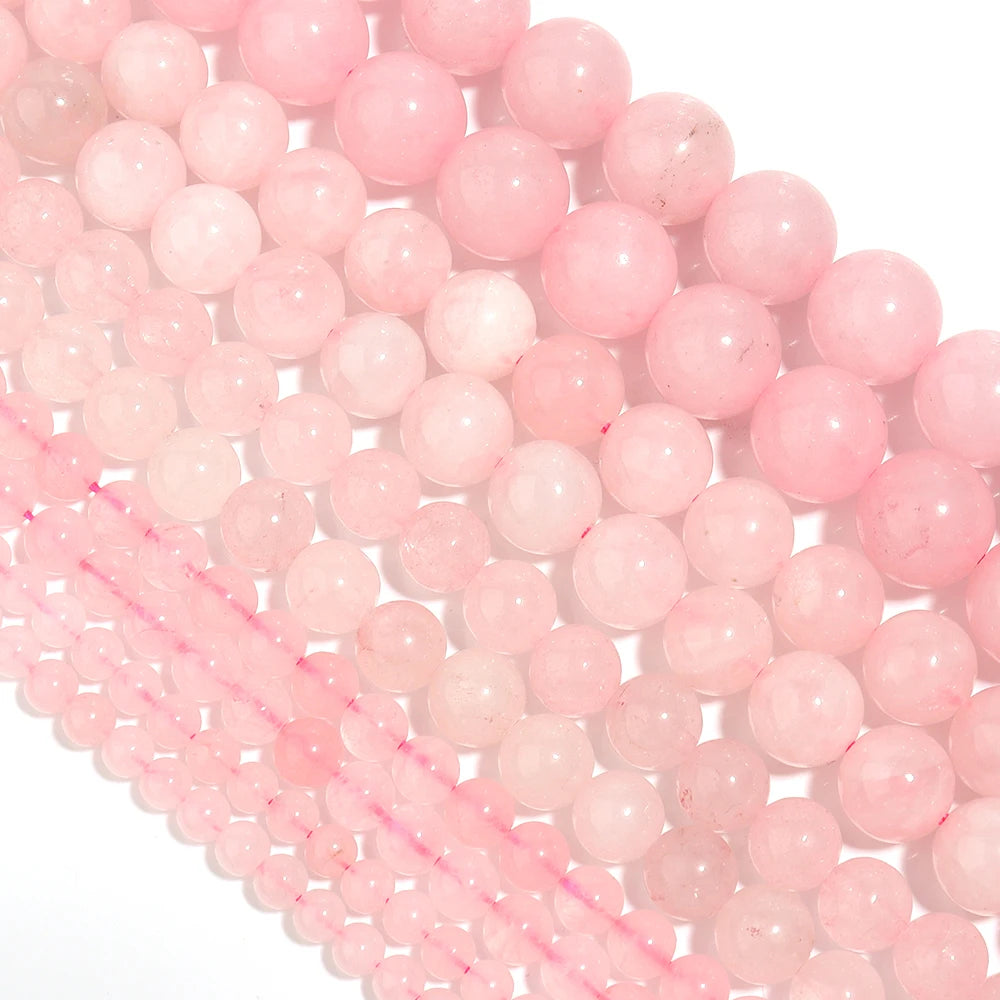 Natural Rose Quartz Round Spacer Beads – DIY Jewelry Making Stone Spacer Beads PLUSH