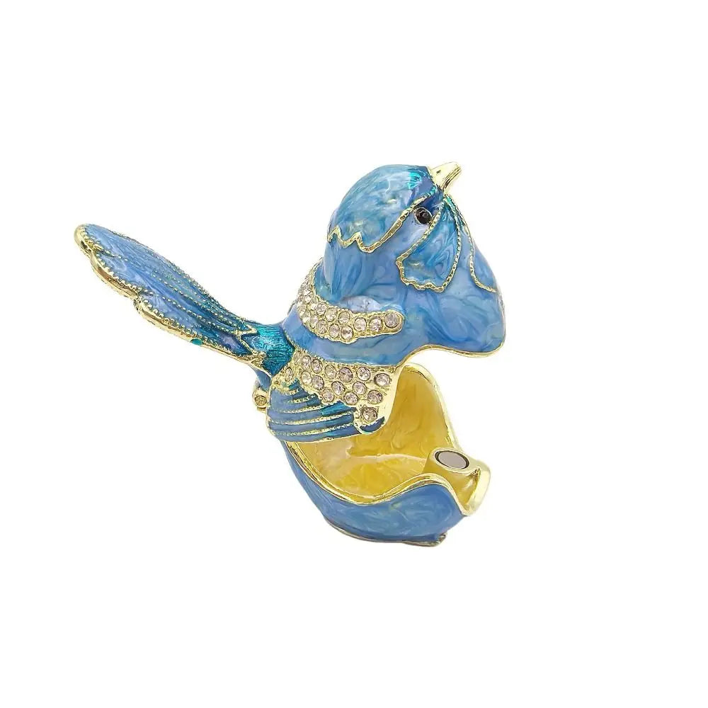 Mini Enamel Bird Trinket Box | Zinc Alloy Animal Figurine Enamel Trinket Box PLUSH