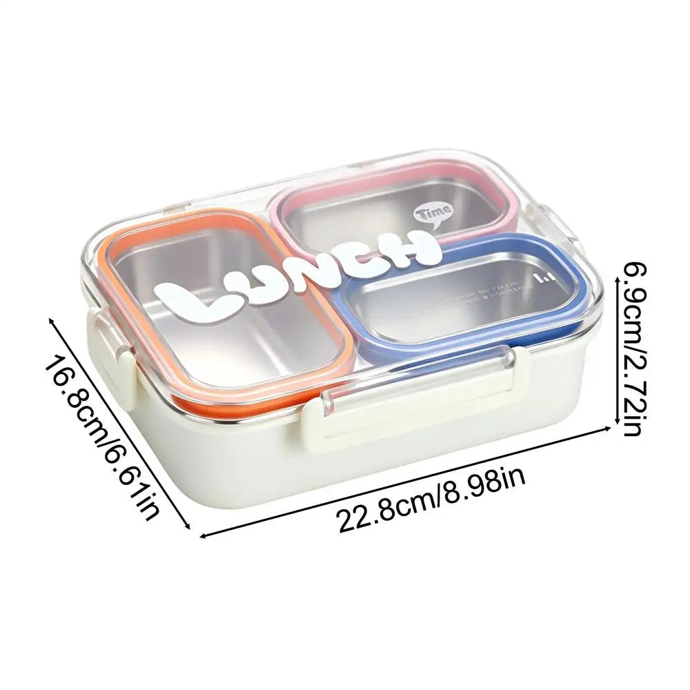 Stainless Steel 3-Compartment Leakproof Lunch Box Stainless Steel Lunch Box PLUSH orange pink blue