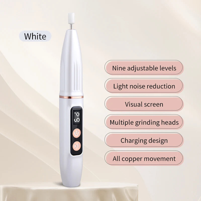 Rechargeable Electric Nail Grinder – Wireless Portable Nail File Electric Nail Grinder PLUSH WHITE