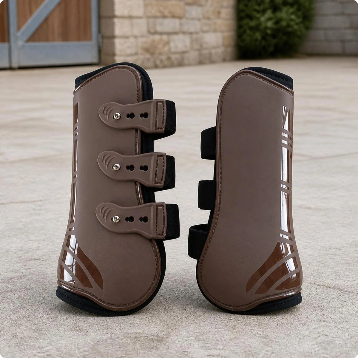 Horse Front Leg Tendon Boots – Adjustable Equestrian Guard Horse Tendon Boots PLUSH Brown Xl-front