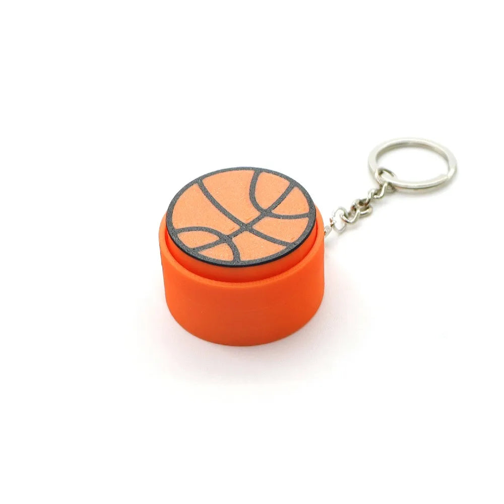 Sports Ball Clicker Keychain – Basketball Football Tennis Novelty Keychain PLUSH Style C