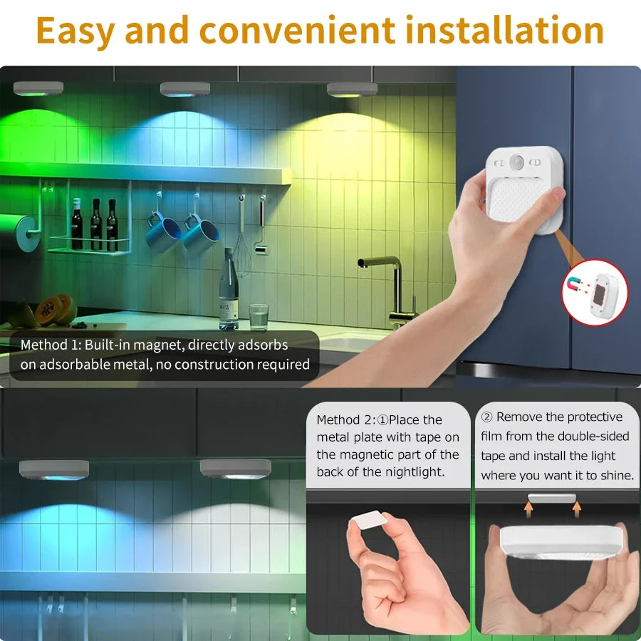 Motion Sensor LED Night Light Rechargeable Dimmable RGB 1-4 Pack Motion Sensor Night Light PLUSH