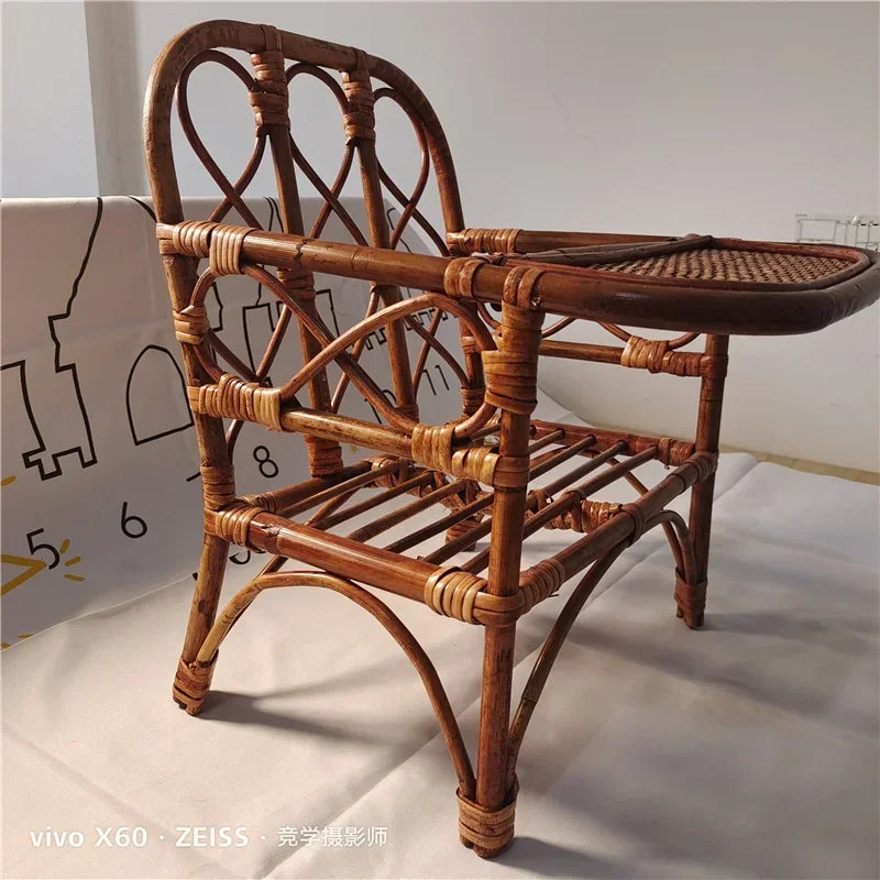 Woven Rattan Baby Photography Chair & Table Prop Set Baby Photography Prop PLUSH chair