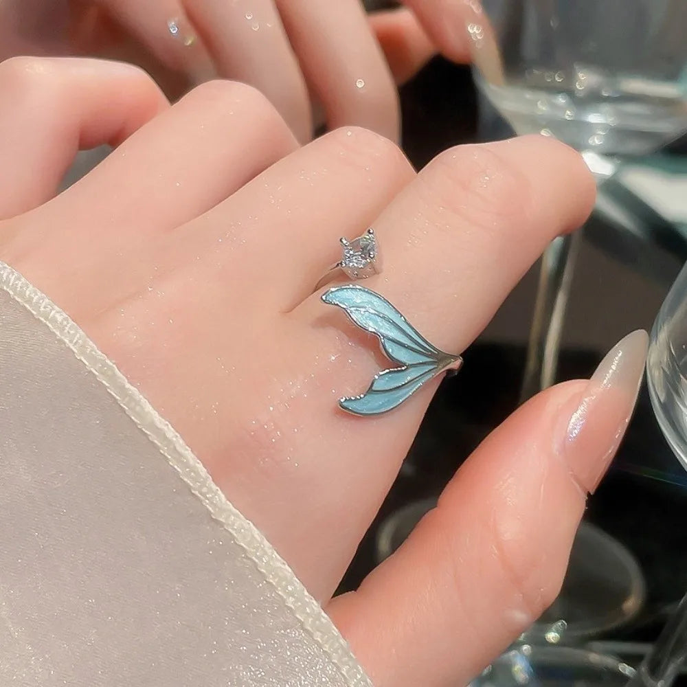 Fishtail Zircon Open Ring – Y2K Geometric Copper Cocktail Ring Cocktail Ring PLUSH